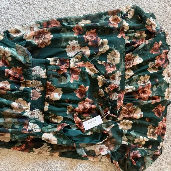 Baltic born green floral Kearny Ruffle Maxi Dress size XL - Picture 3 of 3